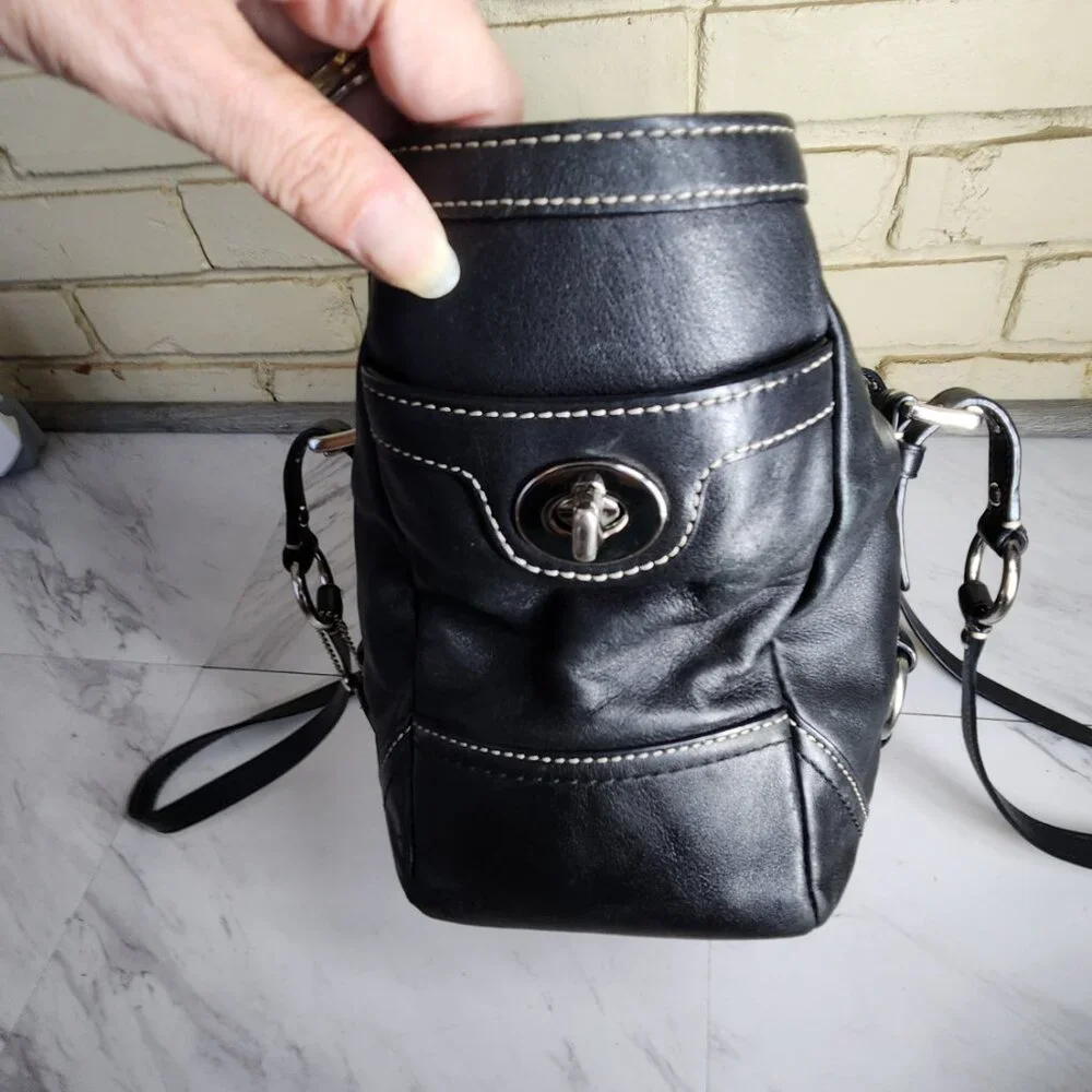 Euc Vintage Coach Gallery Y2K Black Leather Shoulder Bag Tote Purse c